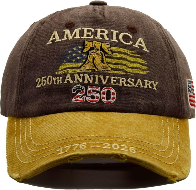 Efdaf Store USA 250th Anniversary Hat, Adjustable 250th Anniversary Printed Patriotic Baseball Caps, Tribute Retro Washed Hat - Image 1